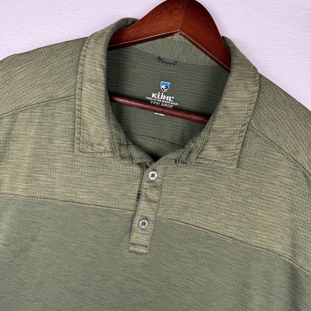 KUHL Engineered Polo Shirt Mens XXXL Green Short Sleeve Textured Hiking 7424